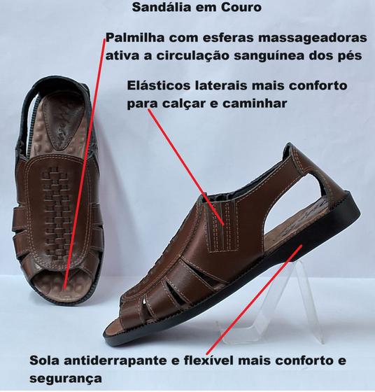 Imagem de Sandália em couro Masculina Marrom