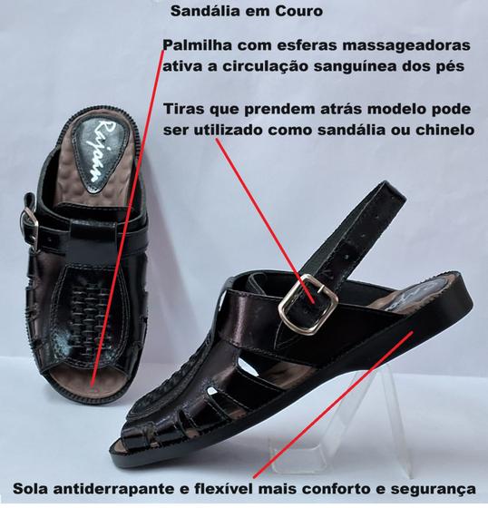 Imagem de Sandália em couro Masculino Preto