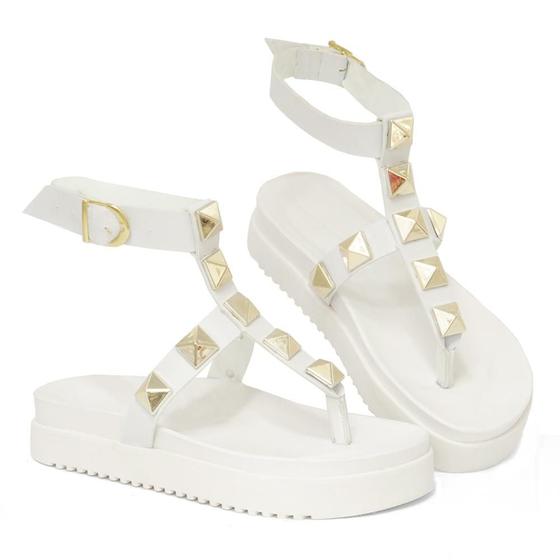 Imagem de Sandália Fashion Feminina com Fivela Ajustável Ecológico Desfile com Estilo Branco