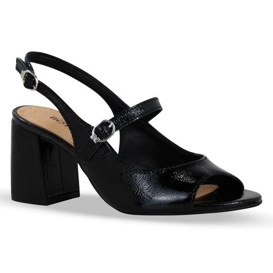 Imagem de Sandália Fem Bottero Couro Verniz Peep Toe Preto 362508-1