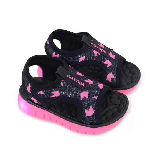 Imagem de Sandália Fem Inf Novopé Unicórnio Preto/Pink Led 85001500