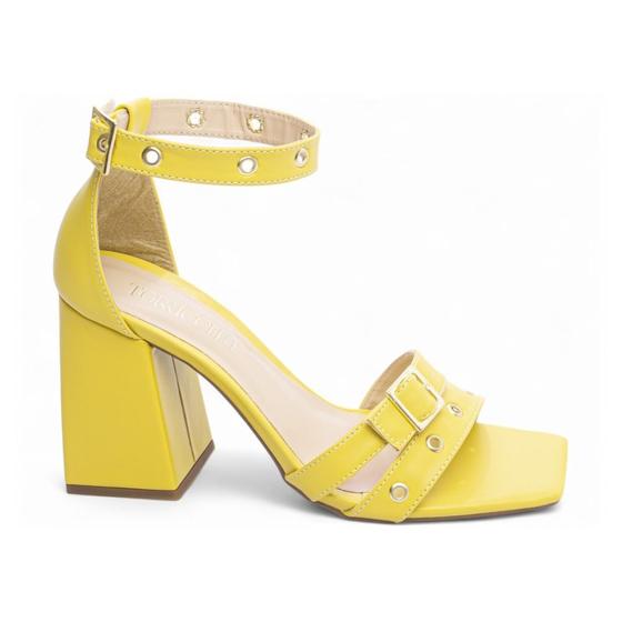 Imagem de Sandália Feminina Amarelo Salto Grosso 9cm 369C