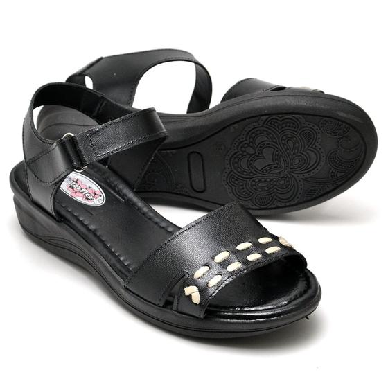 sandália feminina Anti-Stress Anatômica Couro Legítimo Confort