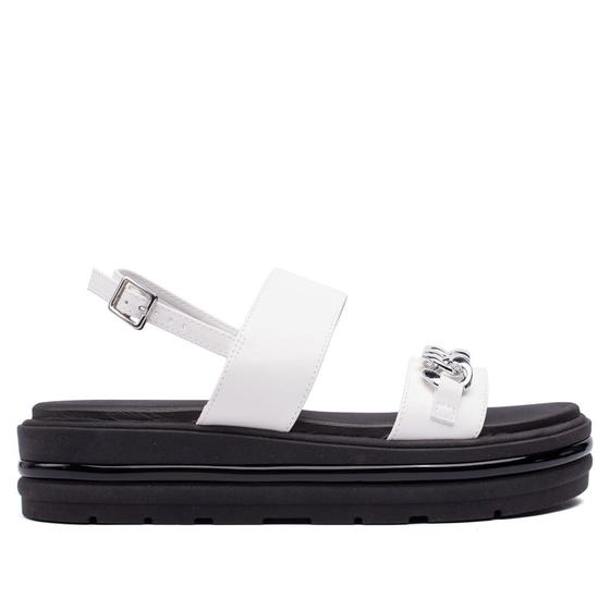 Imagem de Sandália Feminina Bebecê Flatform com Corrente Branco