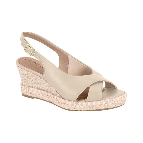 Sandália Feminina Beira Rio Salto Médio Anabela Cordas Sandália