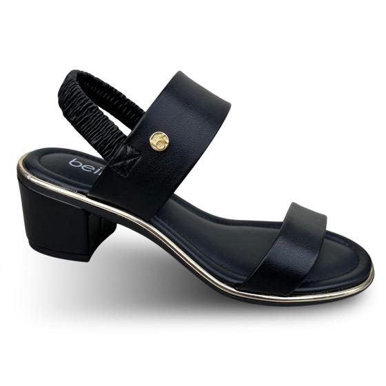 Sandália Feminina Beira Rio Salto Quadrado Baixo Confortável Calce