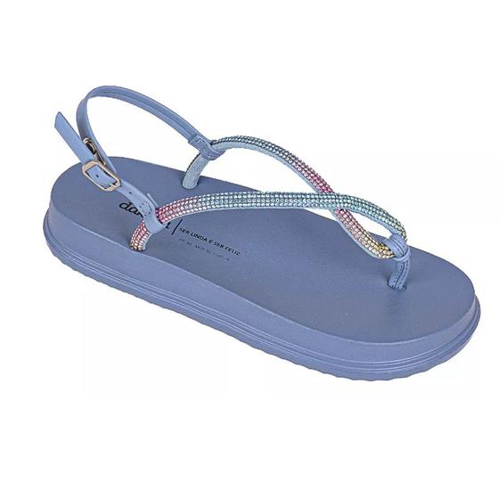 Imagem de Sandália Feminina Dakota Anabela Flatform Brilho Y6241 Azul