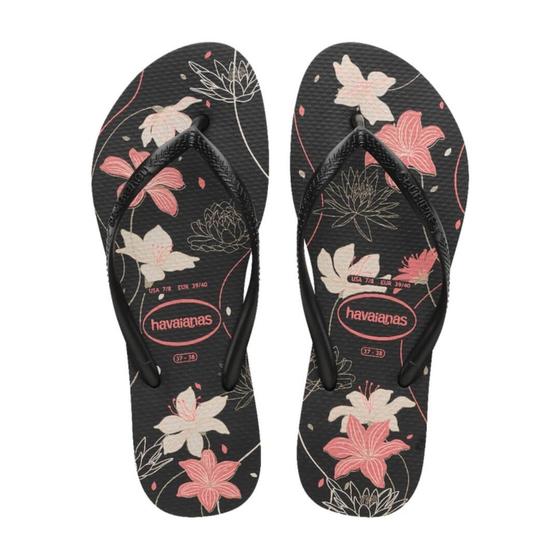 Imagem de Sandália Feminina Havaianas Slim Organic Fc Preto/Rosa