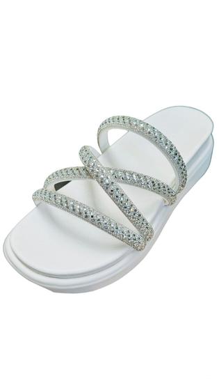 Imagem de Sandalia Feminina Luxo Papete Flat Maya Glitter  Brilho Leve - 032