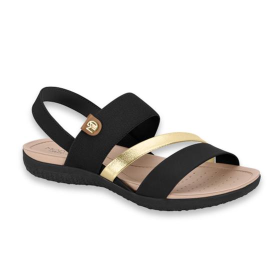 Imagem de Sandalia feminina modare elastico/napa preto/dourado ref: 7125.233