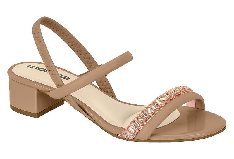 Imagem de Sandália feminina moleca 5259.846 tira em strass salto bloco 4 cm