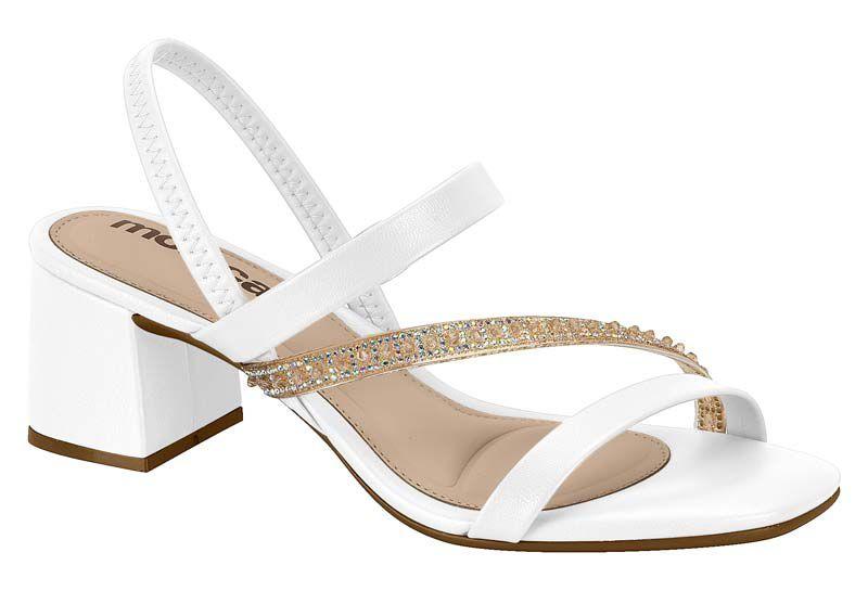 Sandália Branca Salto Baixo SandÃ¡lia De Salto Grosso Moleca