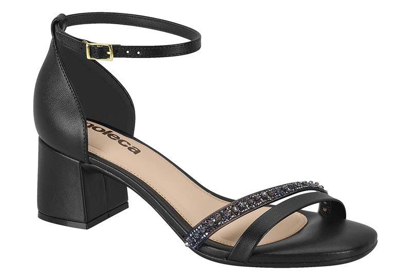 Imagem de Sandália Feminina Moleca Salto Grosso Baixo Strass Fechada