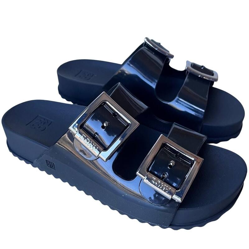 Sandália Feminina Novo Modelo Zaxy Lançamento Slide Duas Fivela Para ...