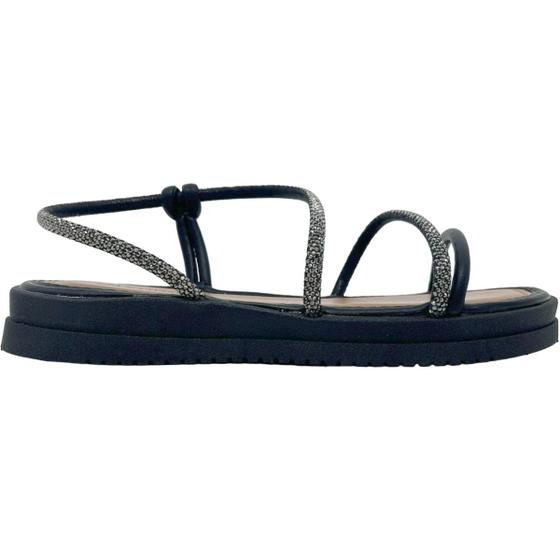 Imagem de Sandália Feminina Papete Casual Dia a Dia Flatform com Strass Calce Fácil Mississipi Mi711