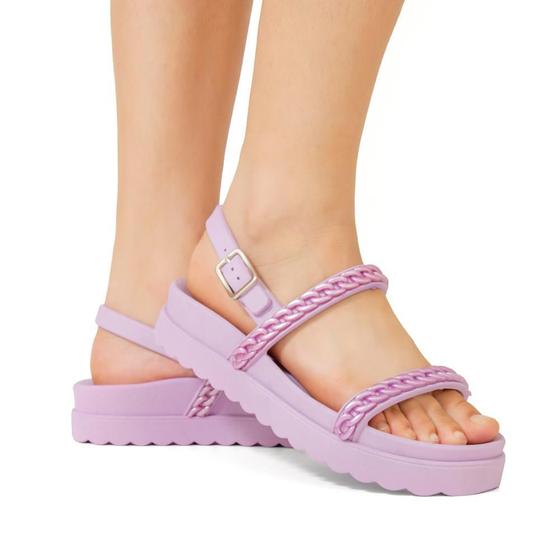 Imagem de Sandália Feminina Papete Flatform Confortável Corrente