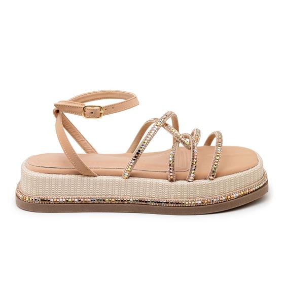 Imagem de Sandália Feminina Papete Flatform Nude Strass 23412