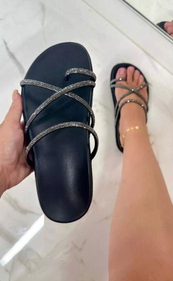 Imagem de Sandália Feminina Papete Rasterinha Flatform Strass Laura 021