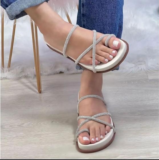 Imagem de Sandália Feminina Papete Rasterinha Flatform Strass Laura 021