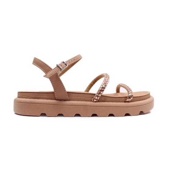 Imagem de Sandalia Feminina Papete Vizzano Flatform Brilho Camel