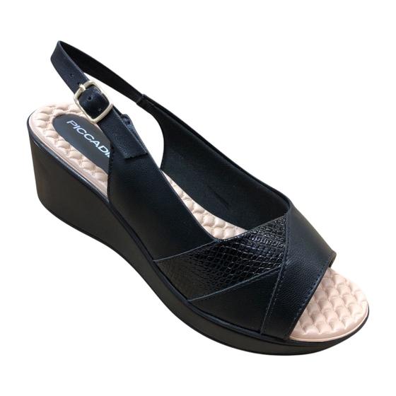 Imagem de Sandalia Feminina Piccadilly Anabela Peep Toe Confortável