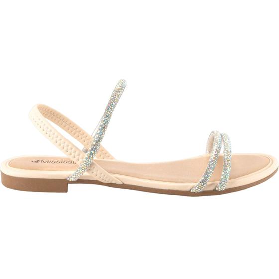 Imagem de Sandália Feminina Rasteira Casual Dia a Dia Passeio Trabalho com Strass Conforto Mississipi Mi443
