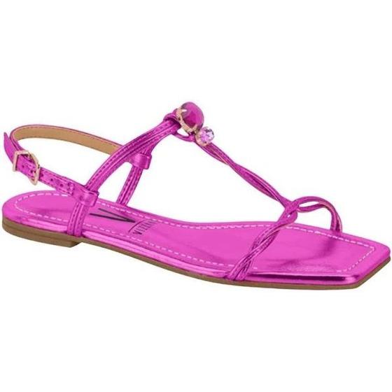 Shop sandália rasteira com pedras vizzano Top Sale