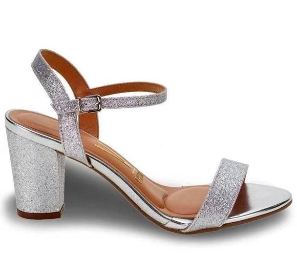 Imagem de Sandália Feminina Tela Shine Glitter Prata Vizzano 6291.900