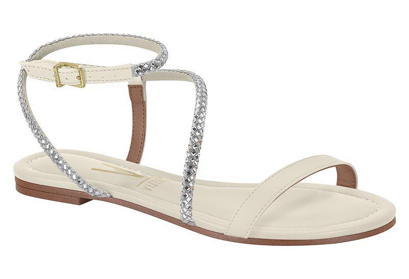 Sandália Feminina Flat Vizzano Strass Sandalia Rasteira Vizzano