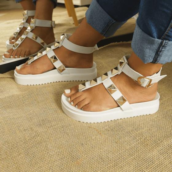 Imagem de Sandalia Flatform Feminina Papete Plataforma Spike Brilhante - 900 GG