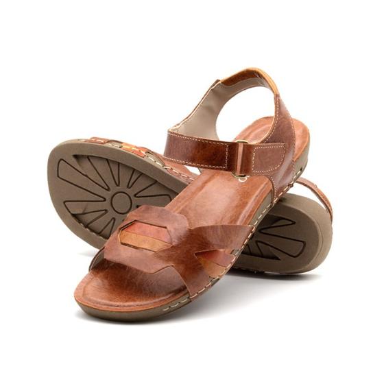 Imagem de Sandália Flatform Goa em Couro Crush Rust - 14285CR