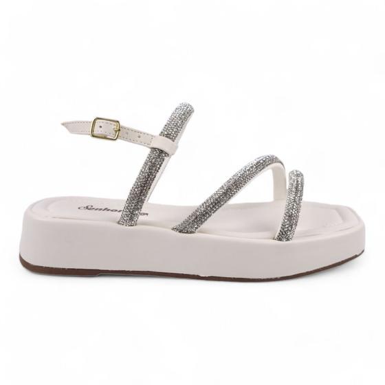 Imagem de Sandália Flatform Tiras Finas Strass