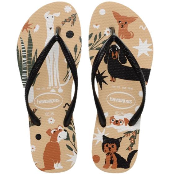 Imagem de Sandalia havaianas slim pets fc dourado/preto dogs