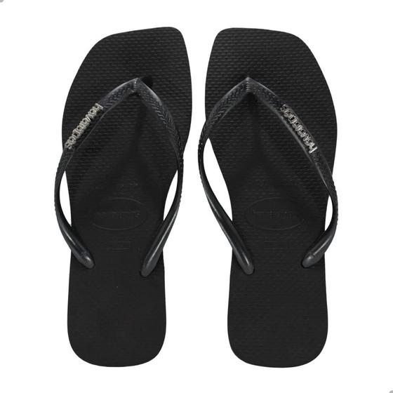 Imagem de Sandália Havaianas Slim Square Logo Metallic -  Preto/Prata