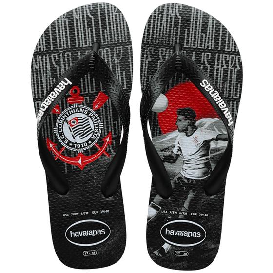 Imagem de Sandália Havaianas Top Times Corinthians Masculina - Preto