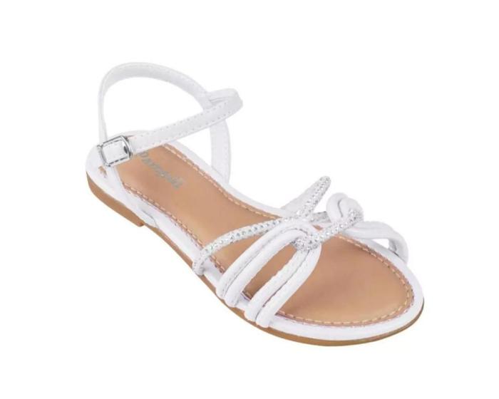 Imagem de Sandália Infantil Cherrie Tiras Finas Strass Branco Pampili