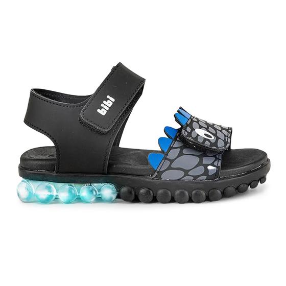 Imagem de Sandália Infantil de Luz Bibi Summer Roller Light Preta de Dino 1193069