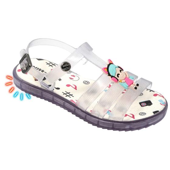 Imagem de Sandália Infantil Feminina Flat Led Luzinha Blogueira Moda