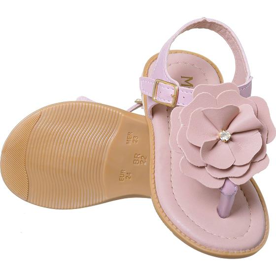 Imagem de Sandália Infantil Feminina Para Escola Com Laço Flor