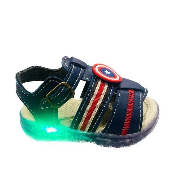 Imagem de Sandalia Infantil Luzinha Menino Bebe Capitao America com LED + Pulseirinha