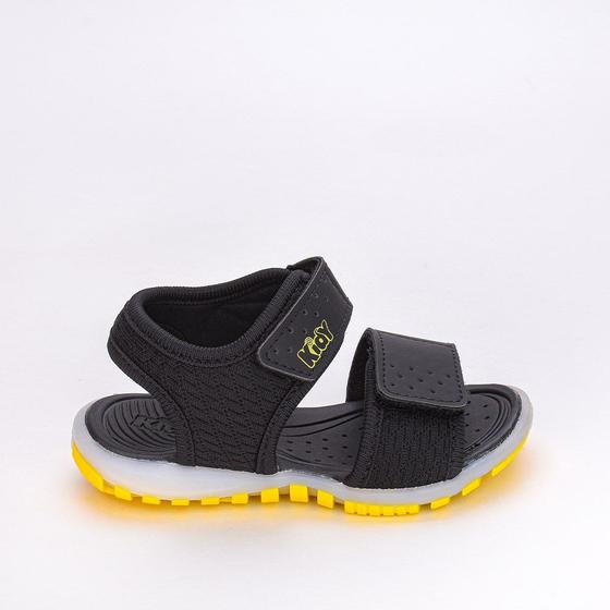 Imagem de Sandália Infantil Masculina Led Kidy Preto e Amarelo