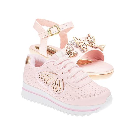 Imagem de Sandalia Infantil Menina e Tenis Escolar - KIT 2 PARES Tam 24 ao 34