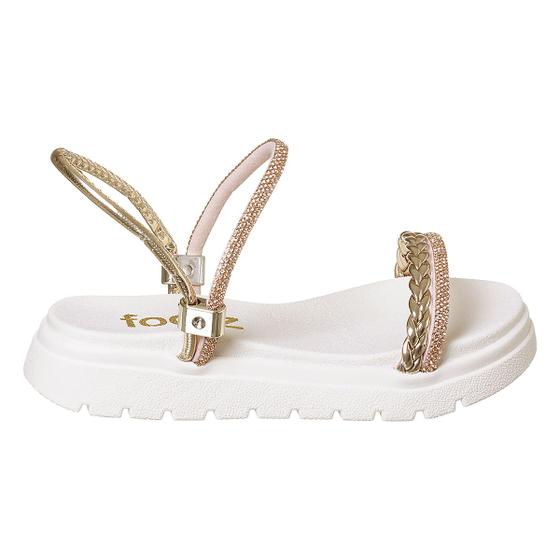 Sandália Infantil Menina Papete com Strass Ajustável - Footz Imagem de Sandália Infantil Menina Papete com Strass Ajustável