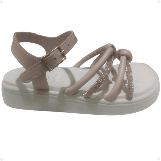 Imagem de Sandália Infantil Mini Sua Cia Soft Flatform Strass Nude