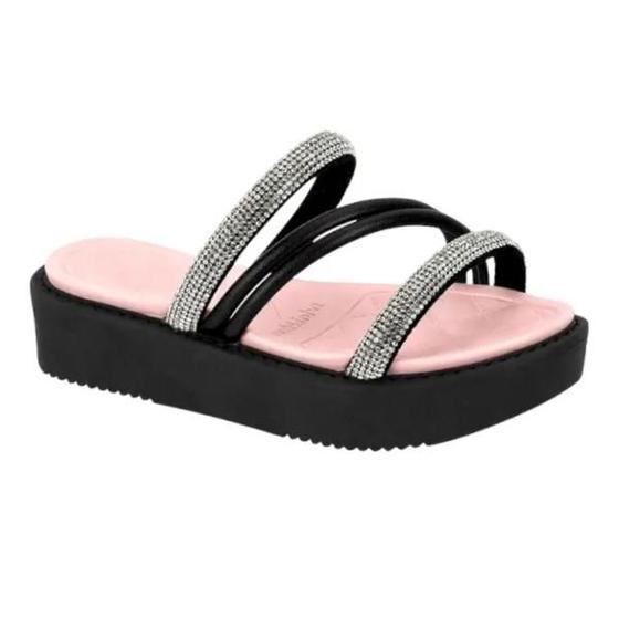 Imagem de Sandália Infantil Molekinha Flatform Turim Com Strass Preta