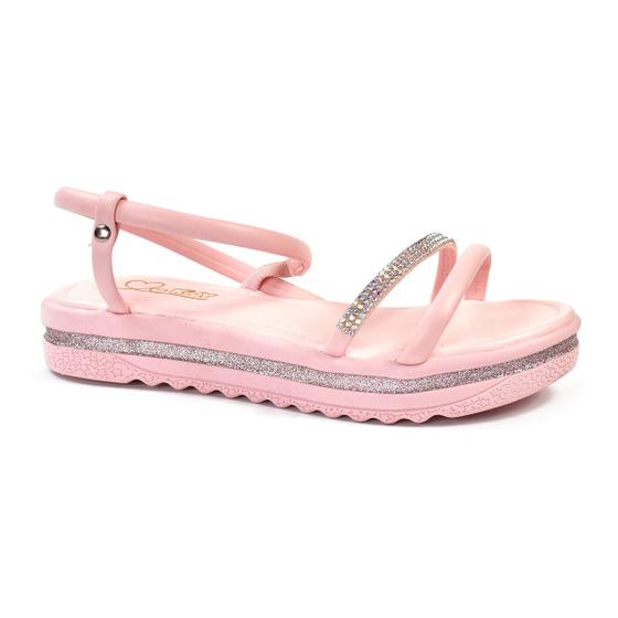 Imagem de Sandália Kidy Flatform Infantil Rosa Com Strass