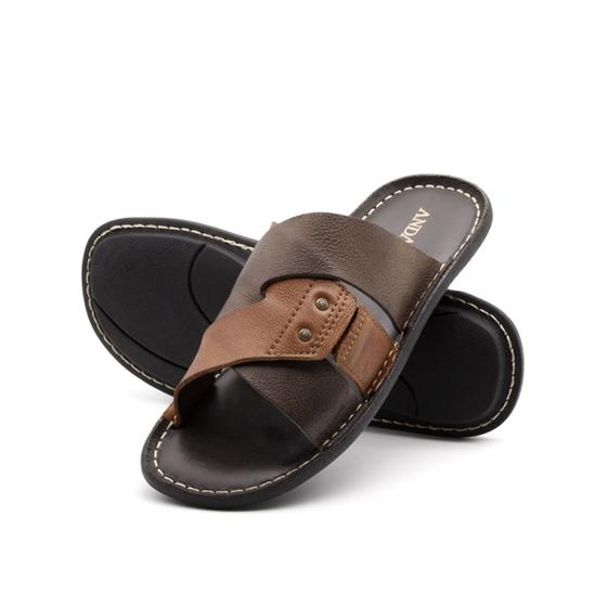 Imagem de Sandália Masculina Soul em Couro Senna Coffee - 8850SC