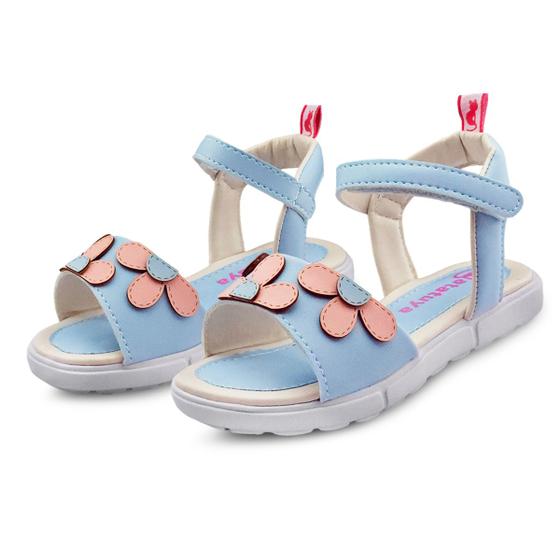 Imagem de Sandália Menina Infantil Flor Feminina Azul/Rosa Mz Shoes