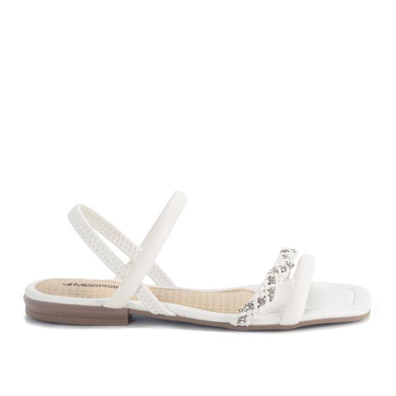 Imagem de Sandalia Mississipi Rasteira Com Pedraria Q9152 Branco