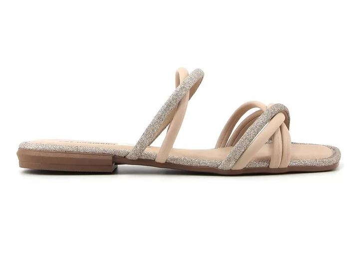 Sandália Mississipi Rasteira Feminina Brilho Q9663 Aveia Menor preço em Sandália Mississipi Rasteira Feminina Brilho Q9663 Aveia